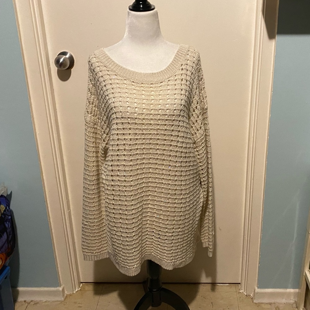 ADDITION ELLE CREAM COLOURED SPARKLE KNIT PULLOVER
